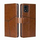 For TCL 303 Geometric Stitching Horizontal Flip Leather Phone Case(Light Brown) - 1