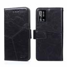 For Doogee N40 Pro Geometric Stitching Horizontal Flip Leather Phone Case(Black) - 1