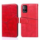 For Doogee N40 Pro Geometric Stitching Horizontal Flip Leather Phone Case(Red) - 1