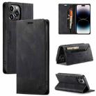 For iPhone 14 Pro Max AutSpace A01 Retro Skin-feel Crazy Horse Leather Phone Case (Black) - 1