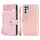 For OPPO Reno6 4G Zipper Bag PU + TPU Horizontal Flip Leather Phone Case(Rose Gold) - 1