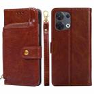For OPPO Reno8 5G Zipper Bag PU + TPU Horizontal Flip Leather Phone Case(Brown) - 1