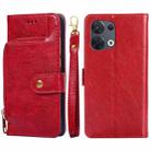 For OPPO Reno8 5G Zipper Bag PU + TPU Horizontal Flip Leather Phone Case(Red) - 1