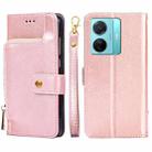 For vivo S15e 5G/T1 Snapdragon 778G Zipper Bag PU + TPU Horizontal Flip Leather Phone Case(Rose Gold) - 1