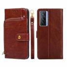 For vivo X70 Zipper Bag PU + TPU Horizontal Flip Leather Phone Case(Brown) - 1