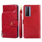 For vivo X70 Zipper Bag PU + TPU Horizontal Flip Leather Phone Case(Red) - 1