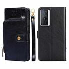 For vivo X70 Pro Zipper Bag PU + TPU Horizontal Flip Leather Phone Case(Black) - 1