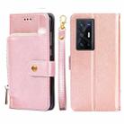 For vivo X70 Pro+ Zipper Bag PU + TPU Horizontal Flip Leather Phone Case(Rose Gold) - 1