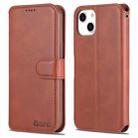 For iPhone 14 AZNS Calf Texture Flip Leather Phone Case (Brown) - 1