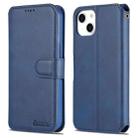 For iPhone 14 Plus AZNS Calf Texture Flip Leather Phone Case (Blue) - 1