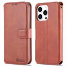 For iPhone 14 Pro AZNS Calf Texture Flip Leather Phone Case(Brown) - 1