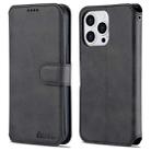 For iPhone 14 Pro AZNS Calf Texture Flip Leather Phone Case(Black) - 1