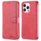 For iPhone 14 Pro Max AZNS Calf Texture Flip Leather Phone Case (Red) - 1