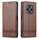 For Huawei nova 9z 5G AZNS Magnetic Calf Texture Leather Phone Case(Dark Brown) - 1