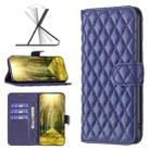 For Motorola Moto E32 4G Diamond Lattice Wallet Leather Flip Phone Case(Blue) - 1