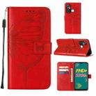 For Infinix Hot 11 Embossed Butterfly Leather Phone Case(Red) - 1