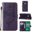 For Infinix Hot 11 Embossed Butterfly Leather Phone Case(Dark Purple) - 1