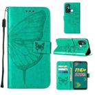 For Infinix Hot 11 Embossed Butterfly Leather Phone Case(Green) - 1