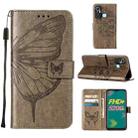 For Infinix Hot 11 Embossed Butterfly Leather Phone Case(Grey) - 1