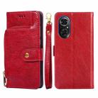 For Honor 50 SE Zipper Bag PU + TPU Horizontal Flip Leather Phone Case(Red) - 1