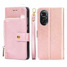 For Honor 50 SE Zipper Bag PU + TPU Horizontal Flip Leather Phone Case(Rose Gold) - 1