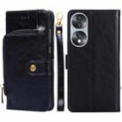 For Honor 70 Zipper Bag PU + TPU Horizontal Flip Leather Phone Case(Black) - 1