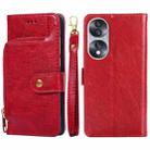 For Honor 70 Zipper Bag PU + TPU Horizontal Flip Leather Phone Case(Red) - 1