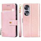 For Honor 70 Zipper Bag PU + TPU Horizontal Flip Leather Phone Case(Rose Gold) - 1