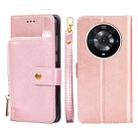 For Honor Magic3 Pro Zipper Bag PU + TPU Horizontal Flip Leather Phone Case(Rose Gold) - 1