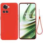 For OnePlus ACE / 10R Solid Color Liquid Silicone Full Coverage Phone Case(Red) - 1