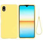 For Sony Xperia ACE III Solid Color Liquid Silicone Full Coverage Phone Case(Yellow) - 1