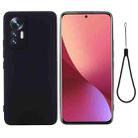 For Xiaomi 12 Lite Solid Color Liquid Silicone Full Coverage Phone Case(Black) - 1