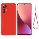 For Xiaomi 12 Lite Solid Color Liquid Silicone Full Coverage Phone Case(Red) - 1
