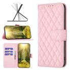 For OPPO A74 4G / F19 4G Diamond Lattice Wallet Leather Flip Phone Case(Pink) - 1