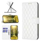 For OPPO A7 Diamond Lattice Wallet Leather Flip Phone Case(White) - 1