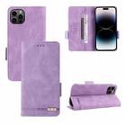 For iPhone 14 Pro Magnetic Clasp Leather Phone Case(Purple) - 1