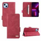 For iPhone 14 Plus Magnetic Clasp Leather Phone Case (Red) - 1