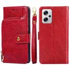 For Xiaomi Redmi Note 11T Pro 5G/Note 11T Pro+ 5G Zipper Bag PU + TPU Horizontal Flip Leather Phone Case(Red) - 1