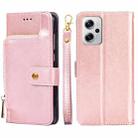 For Xiaomi Redmi Note 11T Pro 5G/Note 11T Pro+ 5G Zipper Bag PU + TPU Horizontal Flip Leather Phone Case(Rose Gold) - 1