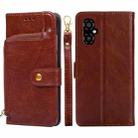 For Xiaomi Poco M4 5G Zipper Bag PU + TPU Horizontal Flip Leather Phone Case(Brown) - 1