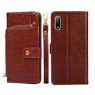For Sony Xperia Ace II Zipper Bag PU + TPU Horizontal Flip Leather Phone Case(Brown) - 1