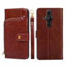 For Sony Xperia Pro-I Zipper Bag PU + TPU Horizontal Flip Leather Phone Case(Brown) - 1