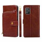 For Asus ZenFone 8 ZS590KS Zipper Bag PU + TPU Horizontal Flip Leather Phone Case(Brown) - 1
