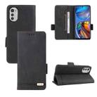 For Motorola Moto E32 4G Magnetic Clasp Leather Phone Case(Black) - 1