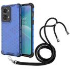 For OnePlus Nord 2T 5G Lanyard Honeycomb Phone Case(Blue) - 1