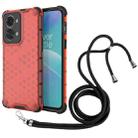 For OnePlus Nord 2T 5G Lanyard Honeycomb Phone Case(Red) - 1