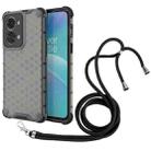 For OnePlus Nord 2T 5G Lanyard Honeycomb Phone Case(Black) - 1