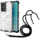 For OPPO A57 4G Global Lanyard Honeycomb Phone Case(White) - 1