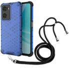 For OPPO A57 4G Global Lanyard Honeycomb Phone Case(Blue) - 1