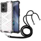 For vivo T1 44W Lanyard Honeycomb Phone Case(White) - 1